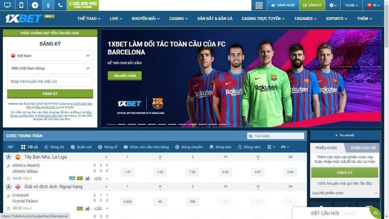 Giao diện nhà cái 1xbet mới được cập nhật